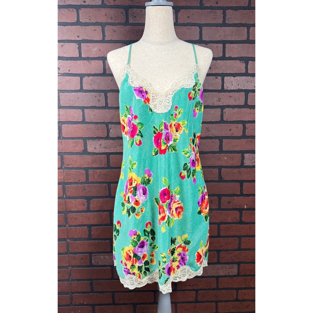 Victoria's Secret Gold Label Floral Lace Slip Dress Coquette Women M Vintage 90s